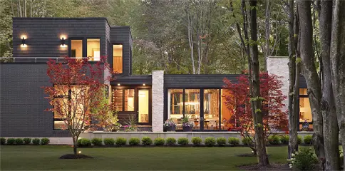 modern house displaying large windows